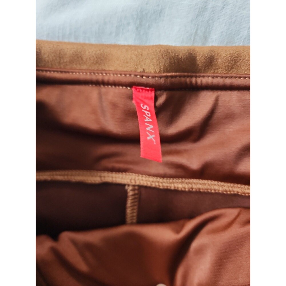 Spanx High Waist Faux Suede  Leggings Rich Caramel Tan Pull On Stretch 20322R - Picture 4 of 7